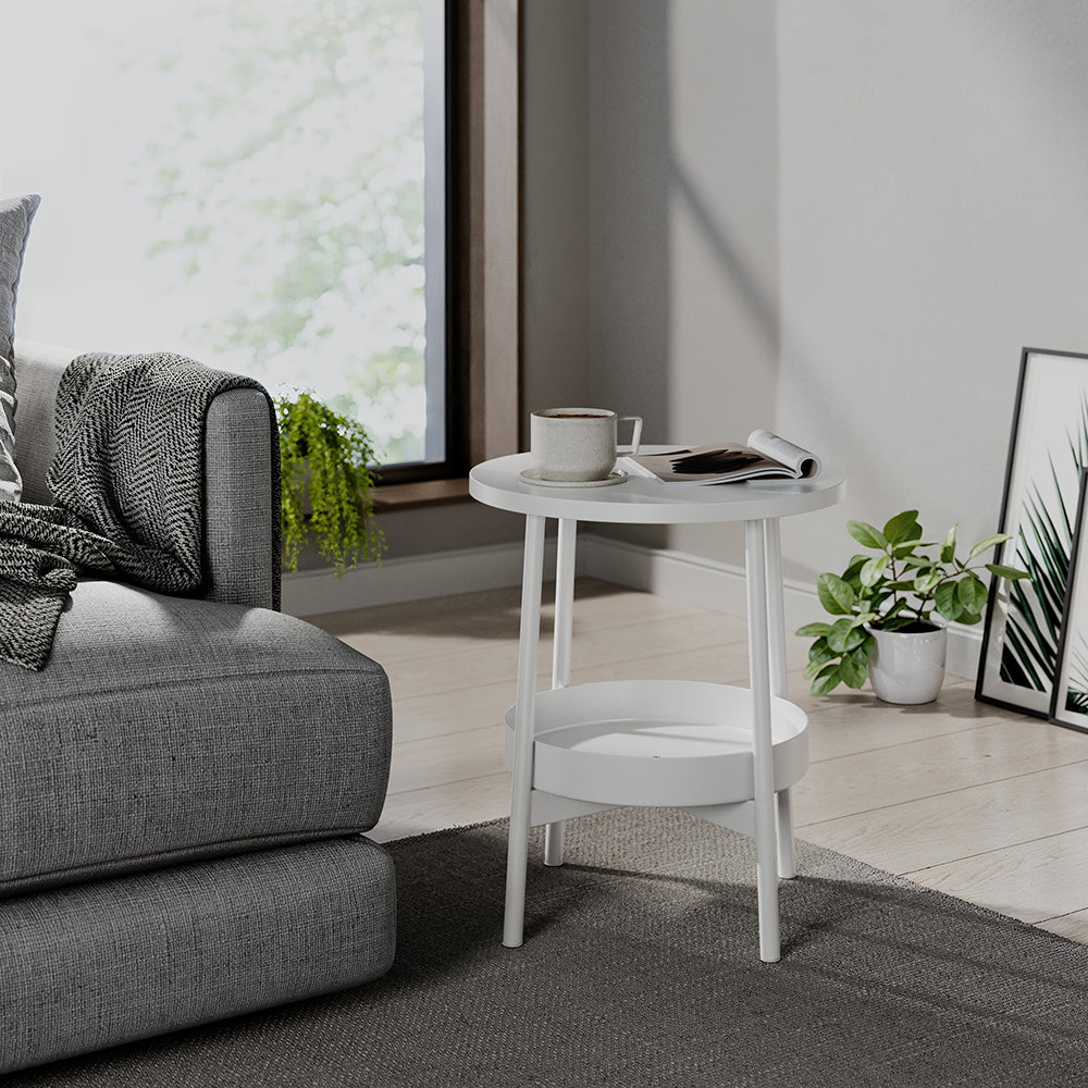 Vicco Tavolino da salotto Bianco 40 x 40 cm con spazio di archiviazione aggiuntivo