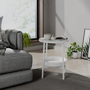 Vicco Tavolino da salotto Bianco 40 x 40 cm con spazio di archiviazione aggiuntivo