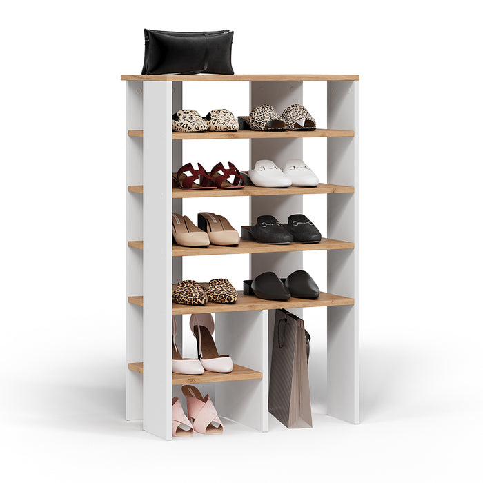 Vicco Scarpiera Rovere bianco/dorato 60 x 100 cm con 5 scomparti