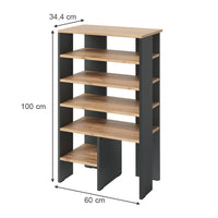 Vicco Scarpiera Antracite/quercia dorata 60 x 100 cm con 5 scomparti