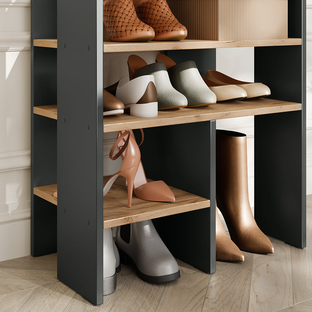 Vicco Scarpiera Antracite/quercia dorata 60 x 100 cm con 5 scomparti
