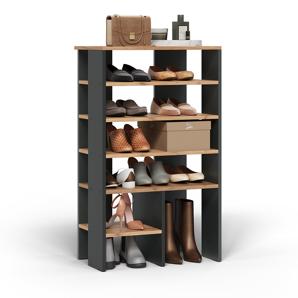 Vicco Scarpiera Antracite/quercia dorata 60 x 100 cm con 5 scomparti