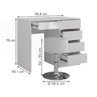 Vicco Tavolo da toeletta Bianco/bianco lucido 89.8 cm con sgabello