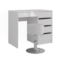 Vicco Tavolo da toeletta Bianco/bianco lucido 89.8 cm con sgabello