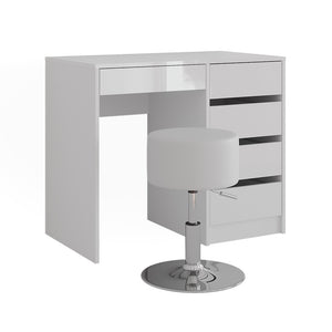 Vicco Tavolo da toeletta Bianco/bianco lucido 89.8 cm con sgabello