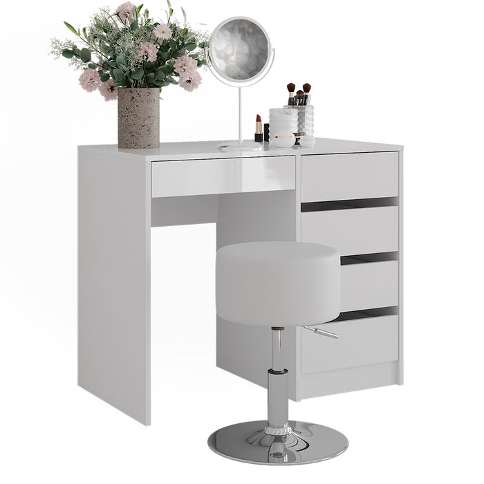 Vicco Tavolo da toeletta Bianco/bianco lucido 89.8 cm con sgabello