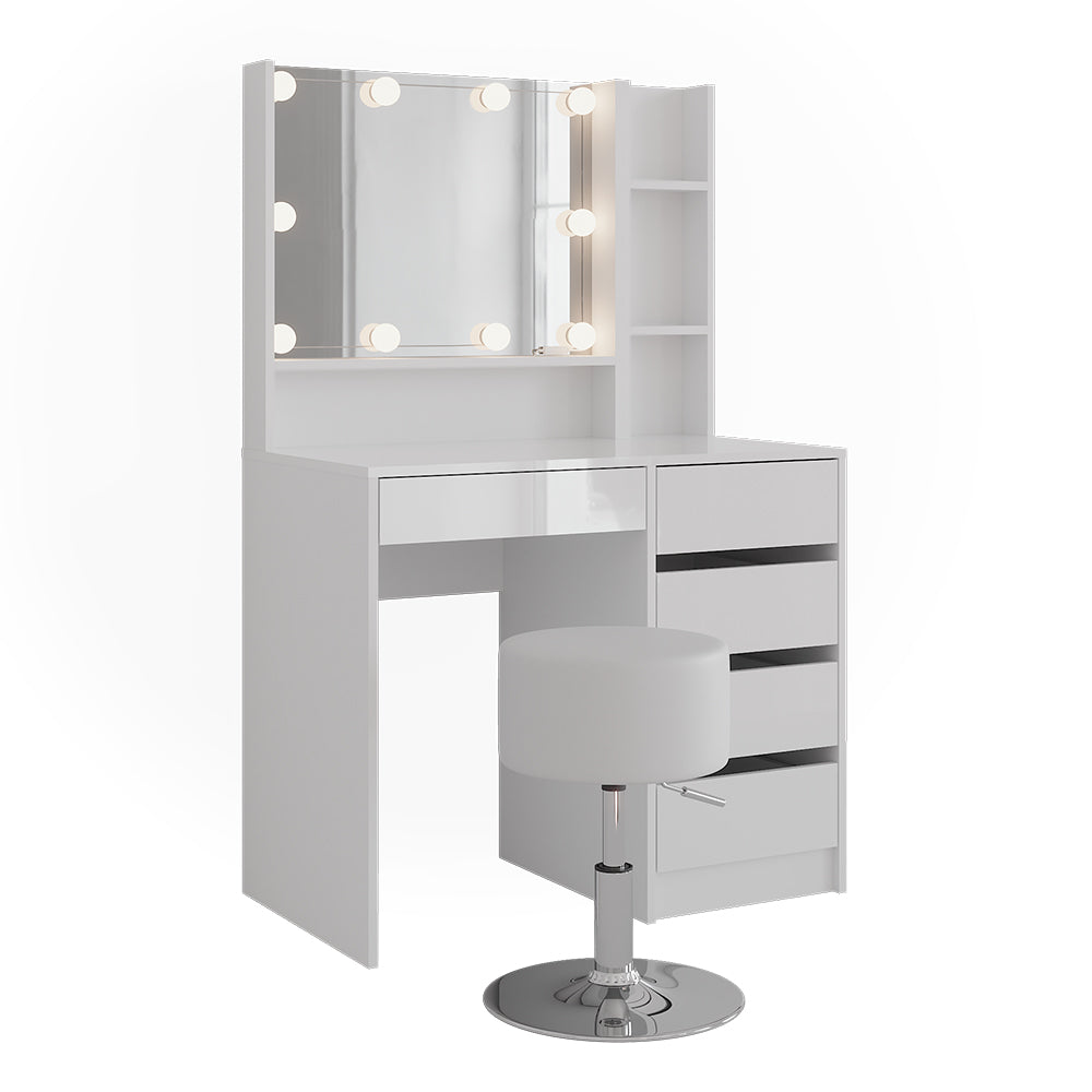 Vicco Tavolo da toeletta Bianco/bianco lucido 89.8 cm 4 parti