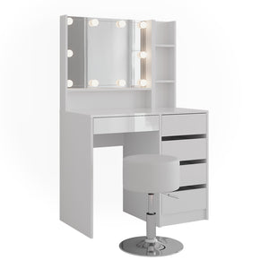 Vicco Tavolo da toeletta Bianco/bianco lucido 89.8 cm 4 parti