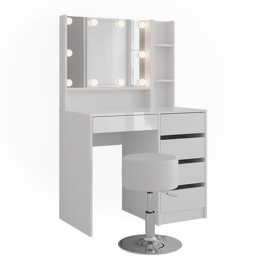 Vicco Tavolo da toeletta Bianco/bianco lucido 89.8 cm 4 parti