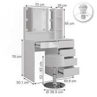 Vicco Tavolo da toeletta Bianco/bianco lucido 89.8 cm 4 parti