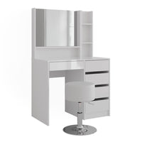 Vicco Tavolo da toeletta Bianco lucido 89.8 cm 7 parti