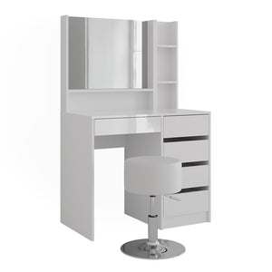 Vicco Tavolo da toeletta Bianco lucido 89.8 cm 7 parti