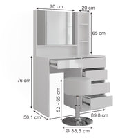 Vicco Tavolo da toeletta Bianco lucido 89.8 cm 7 parti