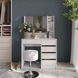 Vicco Tavolo da toeletta Bianco lucido 89.8 cm 7 parti