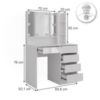 Vicco Tavolo da toeletta Bianco lucido 89.8 cm 7 parti