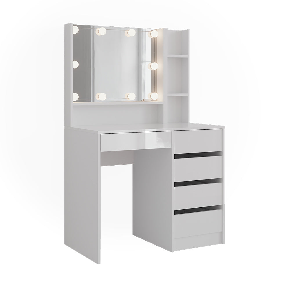 Vicco Tavolo da toeletta Bianco lucido 89.8 cm 7 parti