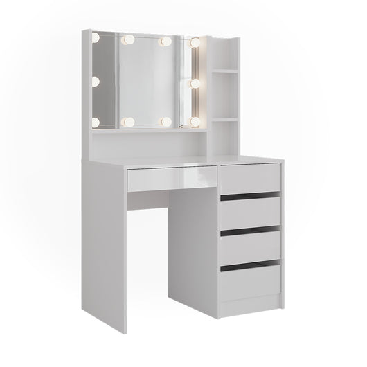 Vicco Tavolo da toeletta Bianco lucido 89.8 cm 7 parti