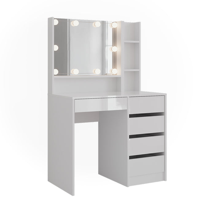 Vicco Tavolo da toeletta Bianco lucido 89.8 cm 7 parti