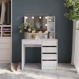 Vicco Tavolo da toeletta Bianco lucido 89.8 cm 7 parti