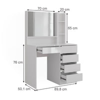 Vicco Tavolo da toeletta Bianco lucido 89.8 cm 6 parti