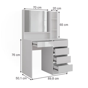 Vicco Tavolo da toeletta Bianco lucido 89.8 cm 6 parti