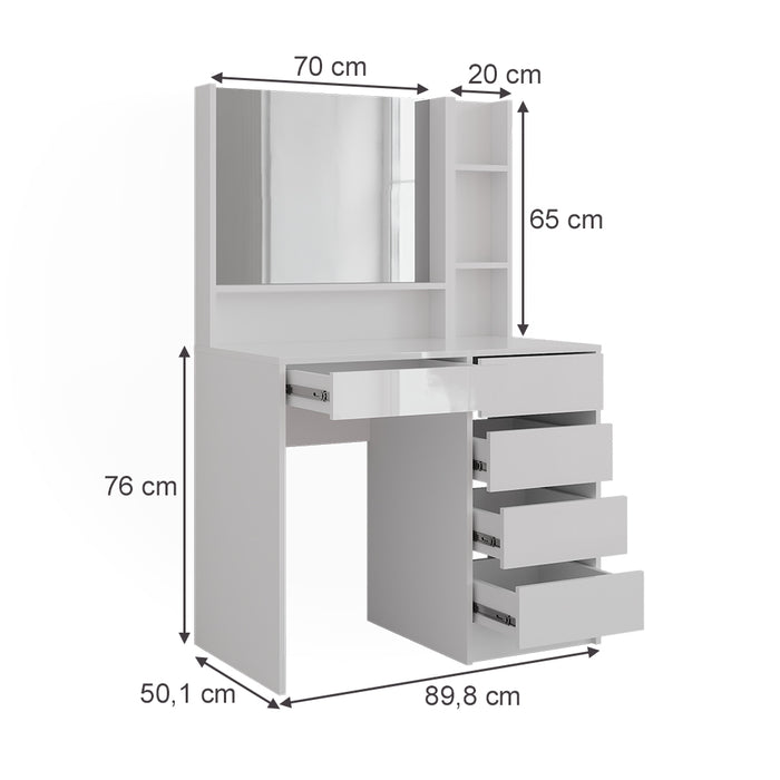 Vicco Tavolo da toeletta Bianco lucido 89.8 cm 6 parti