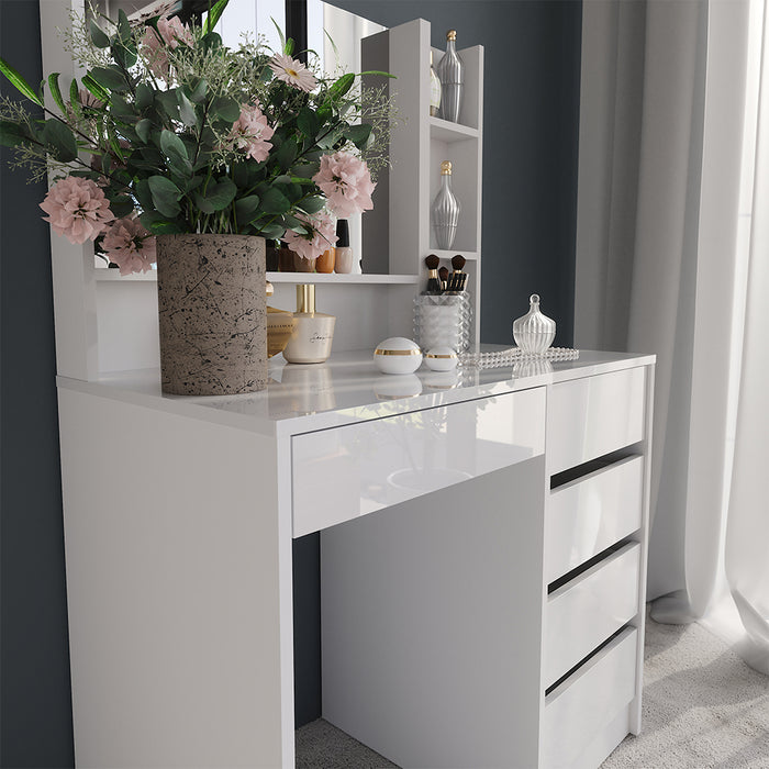 Vicco Tavolo da toeletta Bianco lucido 89.8 cm 6 parti