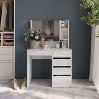 Vicco Tavolo da toeletta Bianco lucido 89.8 cm 6 parti