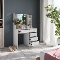 Vicco Tavolo da toeletta Bianco lucido 89.8 cm 6 parti