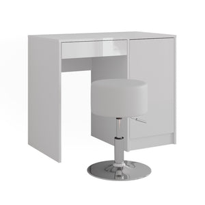 Vicco Tavolo da toeletta Bianco/bianco lucido 89.8 cm con sgabello