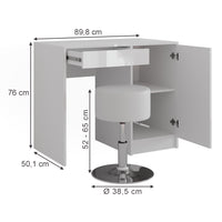 Vicco Tavolo da toeletta Bianco/bianco lucido 89.8 cm con sgabello