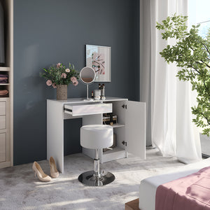 Vicco Tavolo da toeletta Bianco/bianco lucido 89.8 cm con sgabello