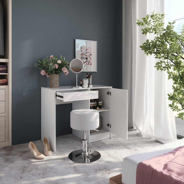 Vicco Tavolo da toeletta Bianco/bianco lucido 89.8 cm con sgabello