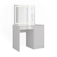 Vicco Tavolo da toeletta Bianco/bianco lucido 89.8 cm con specchio LED