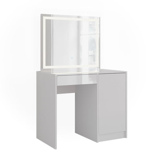Vicco Tavolo da toeletta Bianco/bianco lucido 89.8 cm con specchio LED
