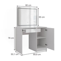 Vicco Tavolo da toeletta Bianco/bianco lucido 89.8 cm con specchio LED
