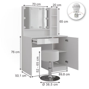 Vicco Tavolo da toeletta Bianco 89.8 cm 7 parti