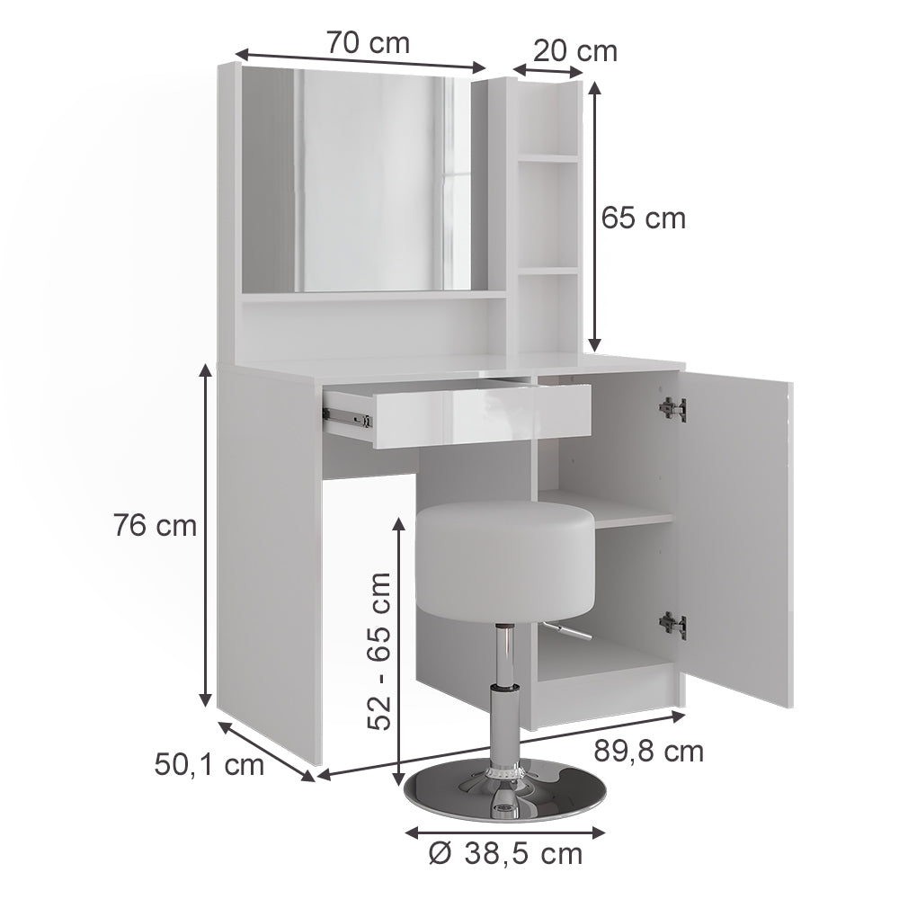 Vicco Tavolo da toeletta Bianco 89.8 cm 7 parti