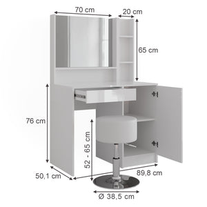 Vicco Tavolo da toeletta Bianco 89.8 cm 7 parti