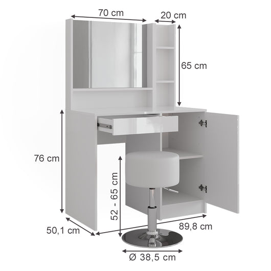 Vicco Tavolo da toeletta Bianco 89.8 cm 7 parti