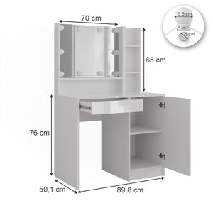 Vicco Tavolo da toeletta Bianco 89.8 cm 7 parti