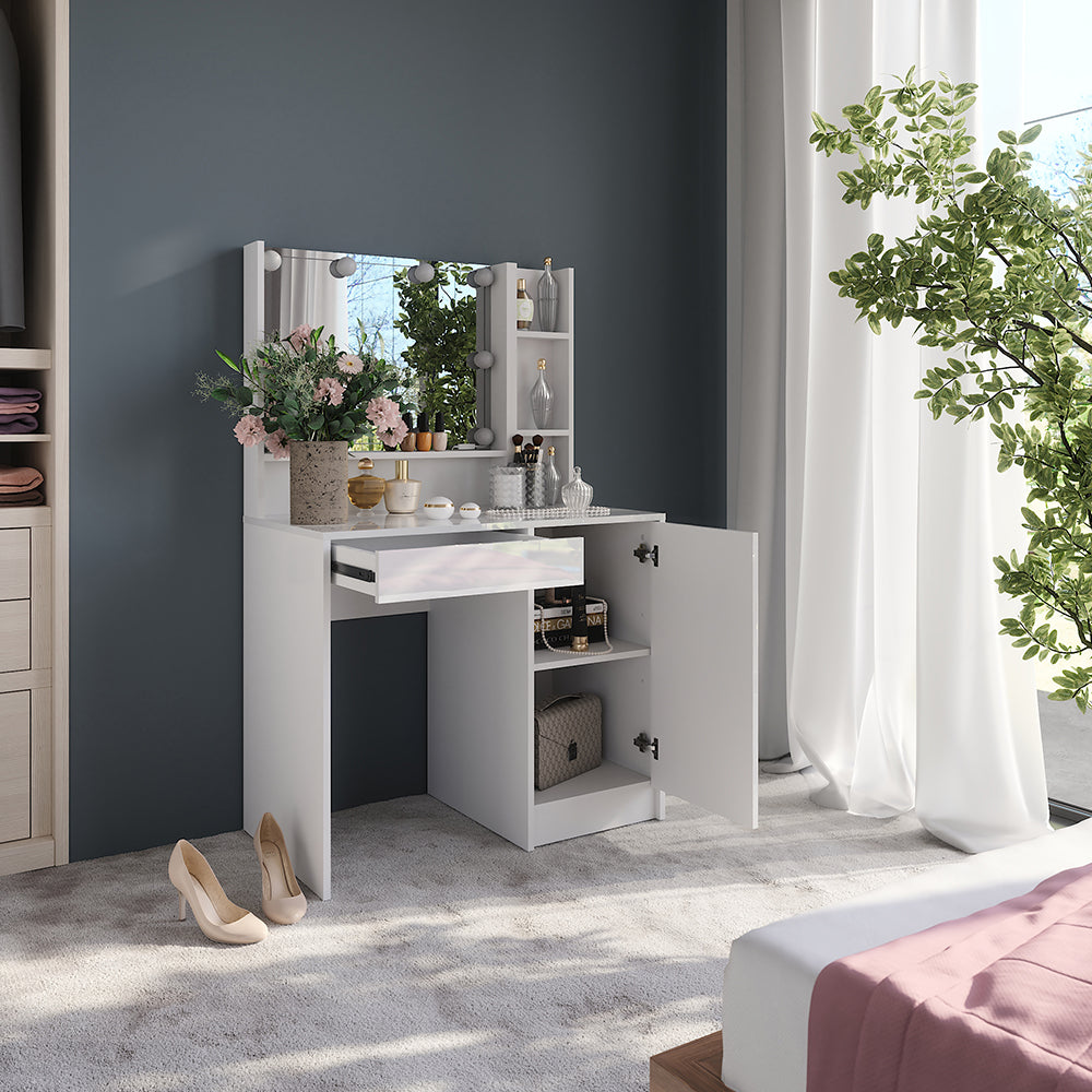 Vicco Tavolo da toeletta Bianco 89.8 cm 7 parti