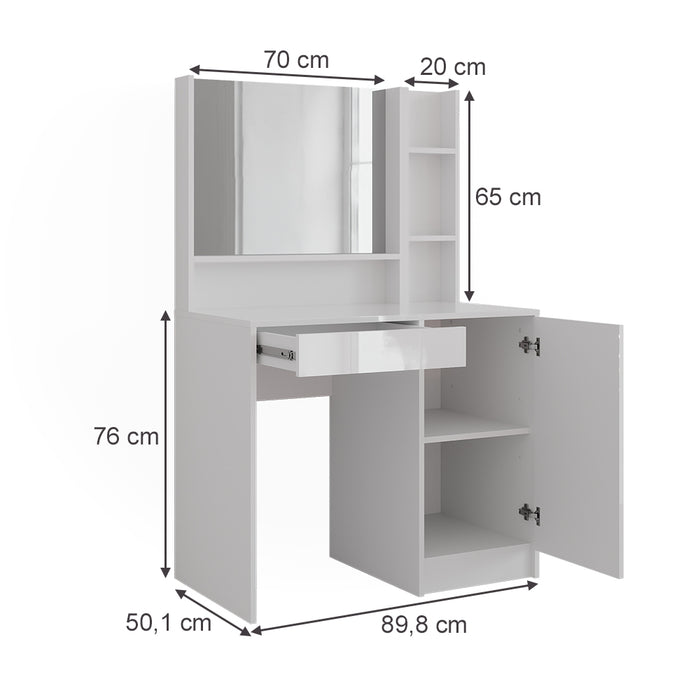 Vicco Tavolo da toeletta Bianco 89.8 cm 6 parti