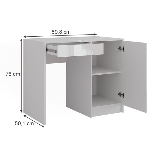 Vicco Tavolo da toeletta Bianco/bianco lucido 89.8 cm