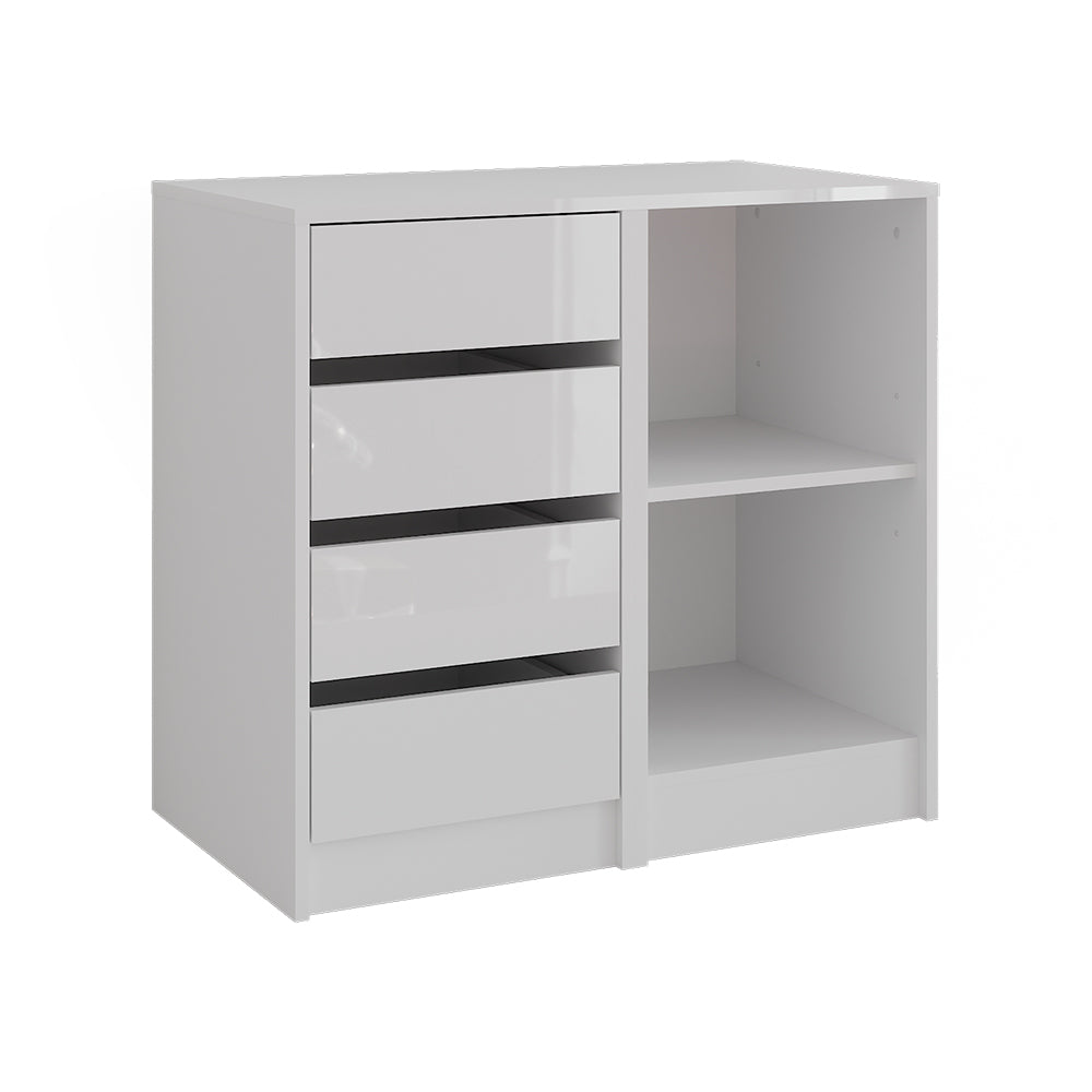Vicco Cassettiera per camera da letto Bianco/bianco lucido 80.2 x 76 cm 2 parti