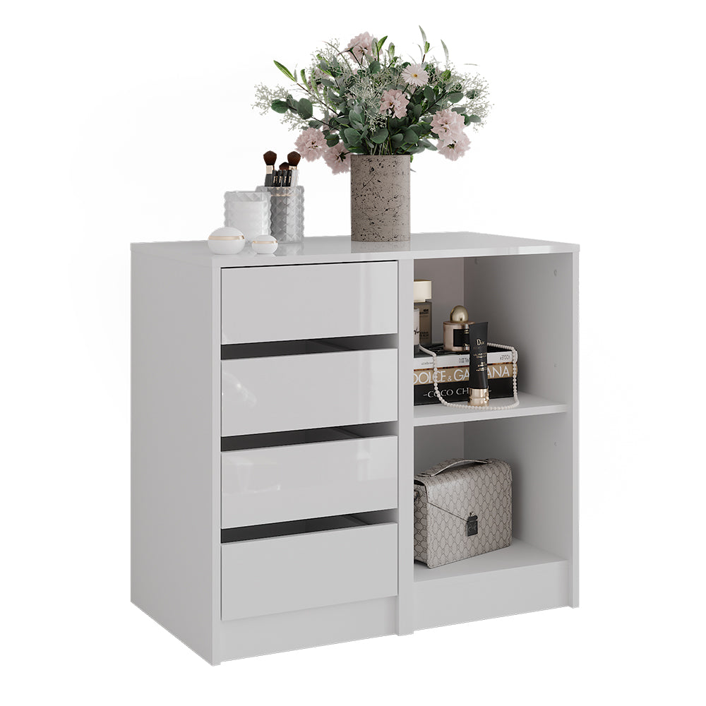 Vicco Cassettiera per camera da letto Bianco/bianco lucido 80.2 x 76 cm 2 parti