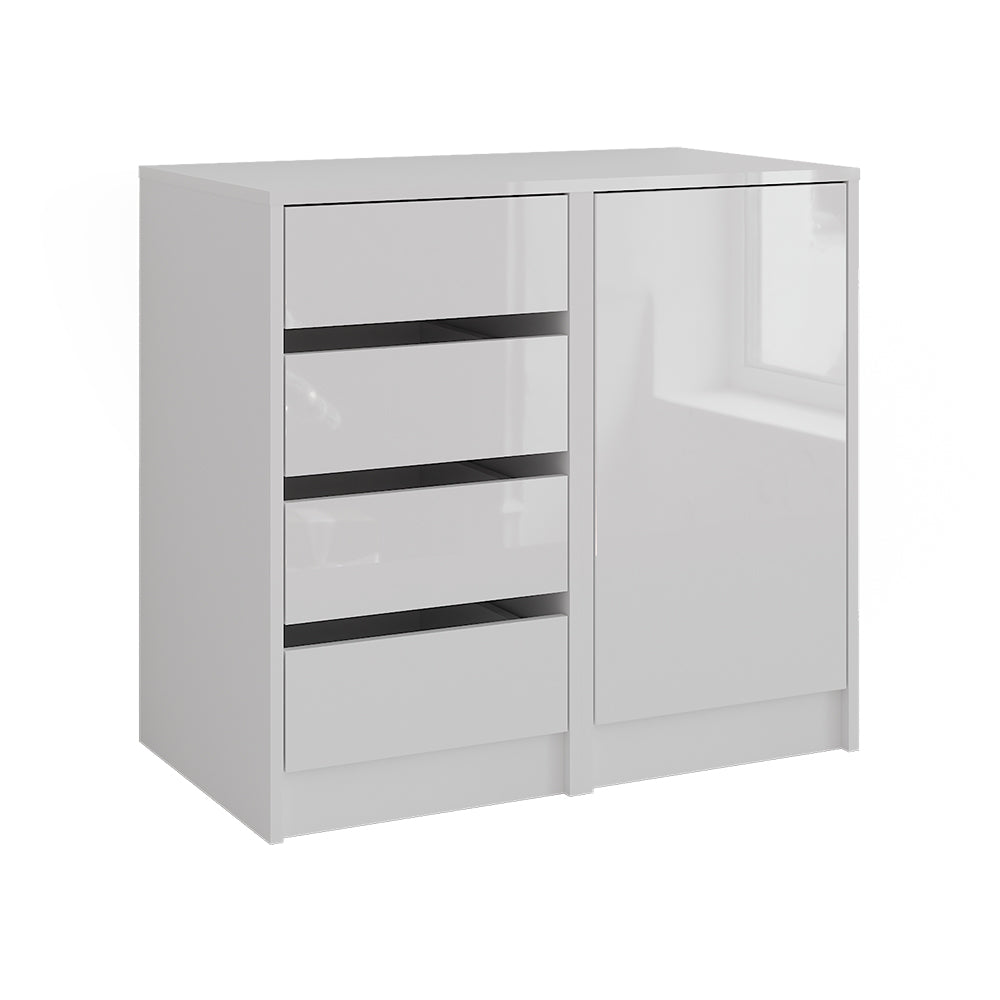 Vicco Cassettiera per camera da letto Bianco/bianco lucido 80.2 x 76 cm 2 parti