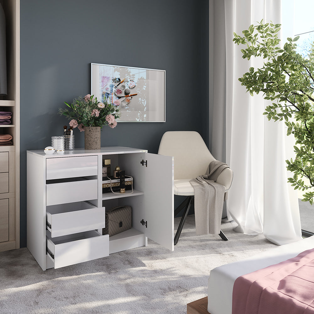 Vicco Cassettiera per camera da letto Bianco/bianco lucido 80.2 x 76 cm 2 parti