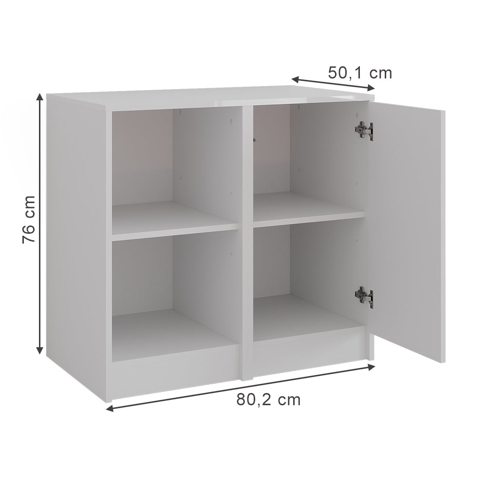 Vicco Credenza Bianco/bianco lucido 80.2 x 76 cm 2 parti