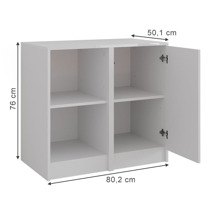 Vicco Credenza Bianco/bianco lucido 80.2 x 76 cm 2 parti